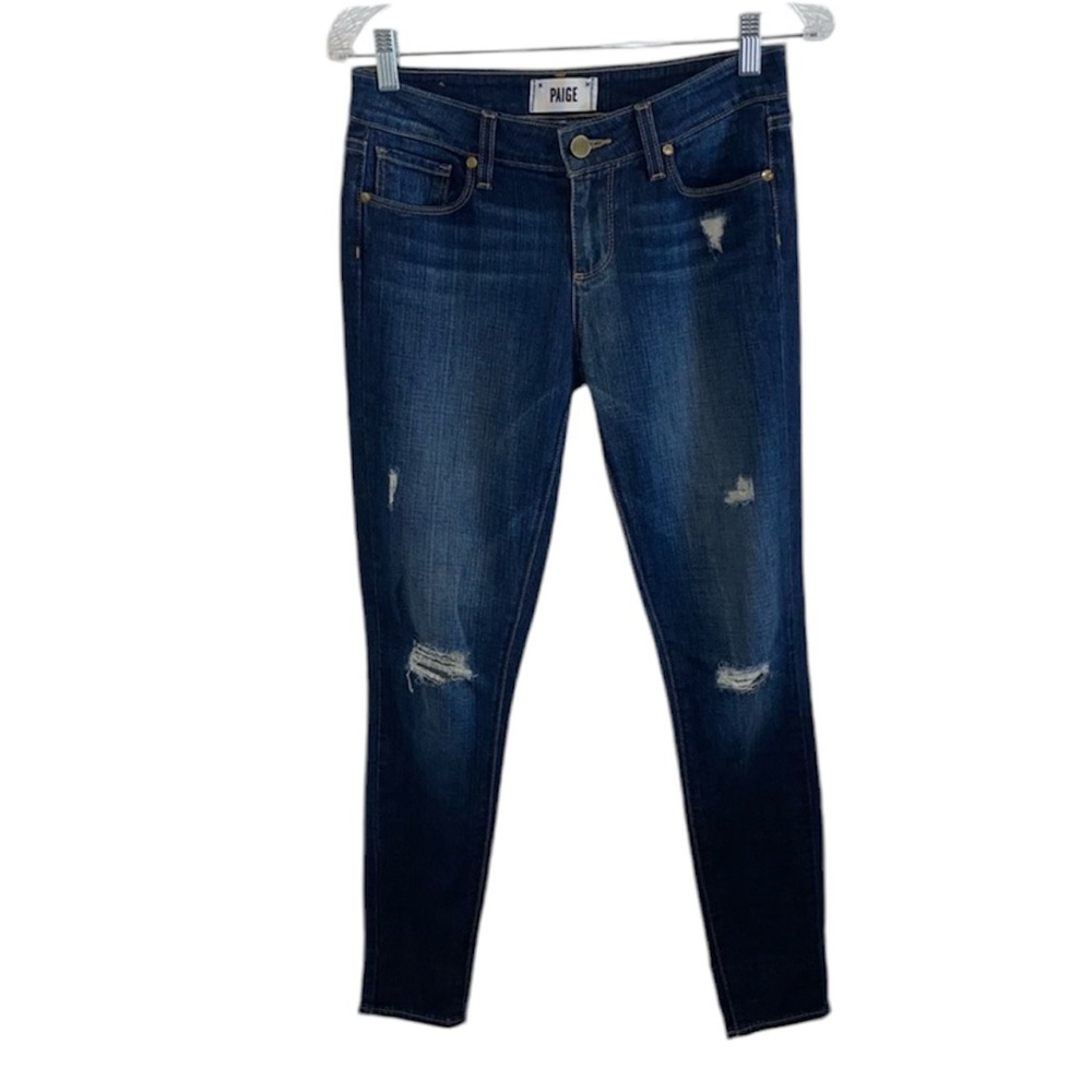 PAIGE MEDIUM WASH VERDUGO ULTRA SKINNY DISTRESSED JEANS SIZE 26